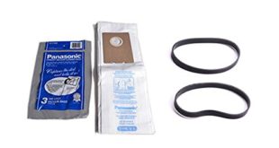 Panasonic Vacuum Belt - Panasonic MC-V145M Type U-6 Tab Lock Micron Paper Bag, 3-Pack With 2PK Flat Belts