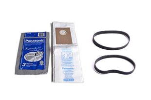 Panasonic Vacuum Belt - Panasonic MC-V145M Type U-6 Tab Lock Micron Paper Bag, 3-Pack With 2PK Flat Belts